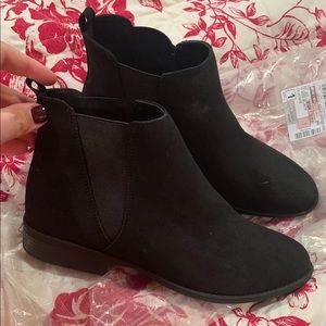 Black suede booties size 12